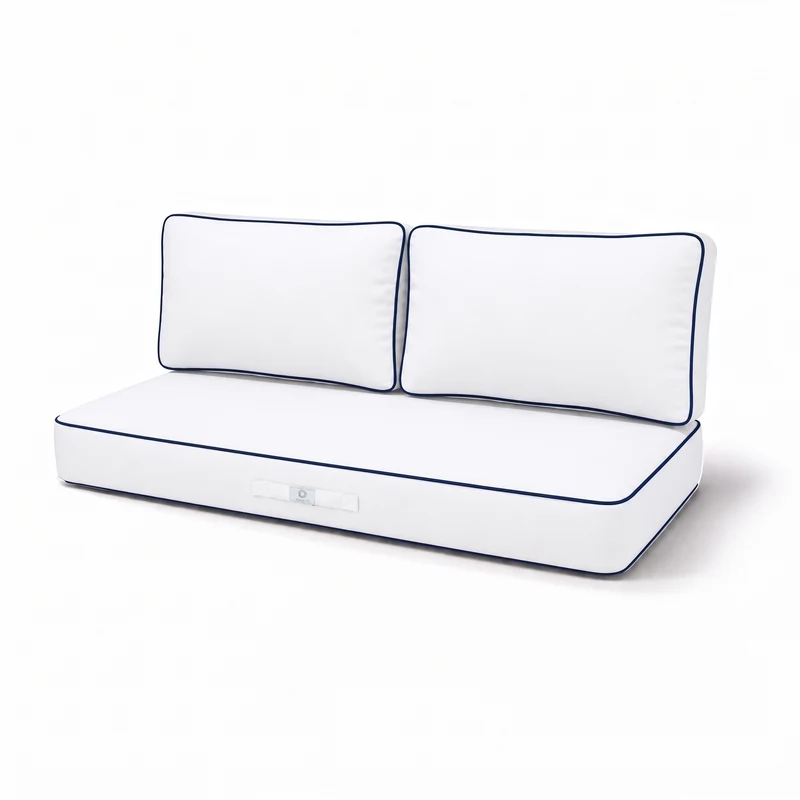 Ensemble Coussins Premium 100x50 Blanc - 1 Assise + 2 Dossiers (Épais 12cm & Passepoil)