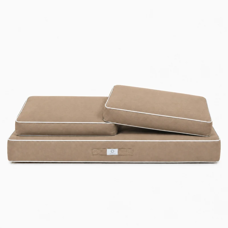 Ensemble Coussins Premium 120x60 Moka - 1 Assise + 2 Dossiers (Épais 12cm & Passepoil)
