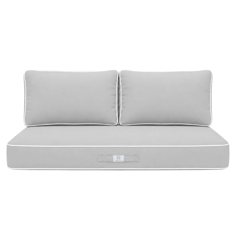 Ensemble Coussins Premium 100x50 Gris Clair - 1 Assise + 2 Dossiers (Épais 12cm & Passepoil)