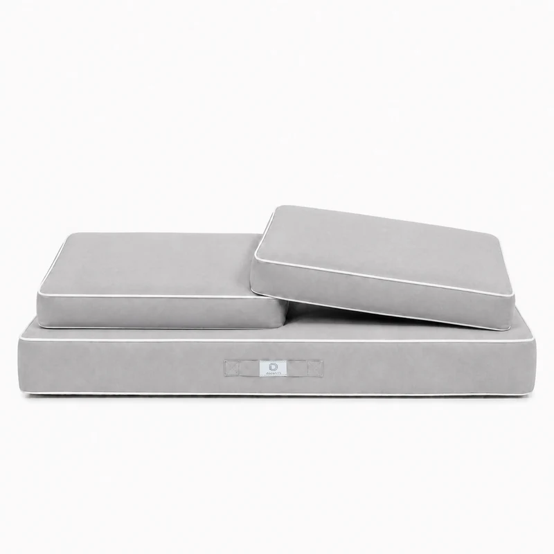 Ensemble Coussins Premium 100x50 Gris Clair - 1 Assise + 2 Dossiers (Épais 12cm & Passepoil)