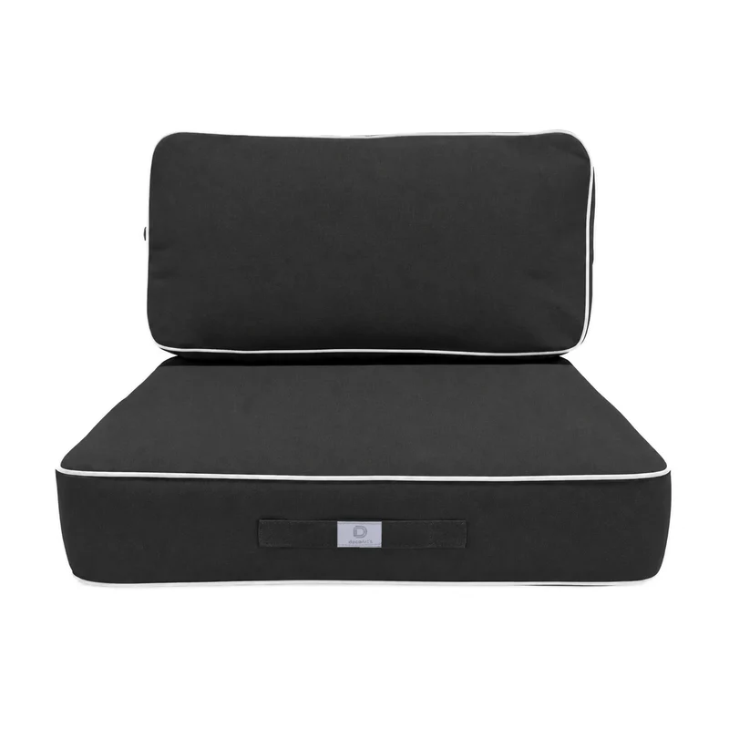 Ensemble Coussins Premium 50x50 Gris Foncé - Épais 12cm & Finition Passepoil