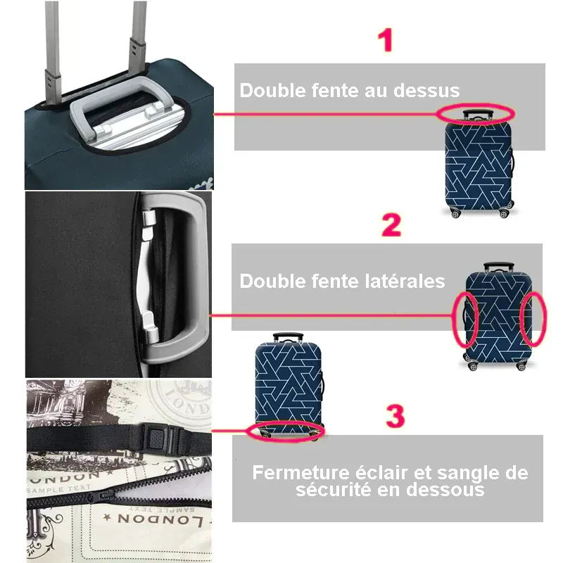 Housse de protection pour valise à roulette cabine ou XL - 20 motifs été