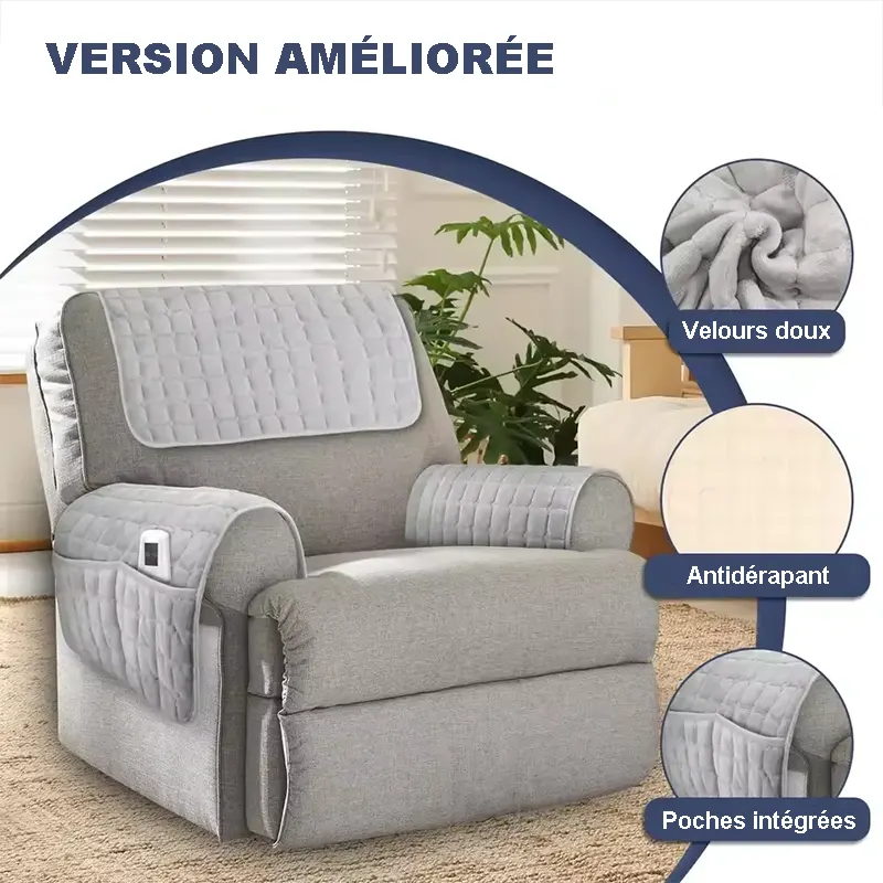 Pad antidérapant de protection pour fauteuil et canapé - velours capitonné