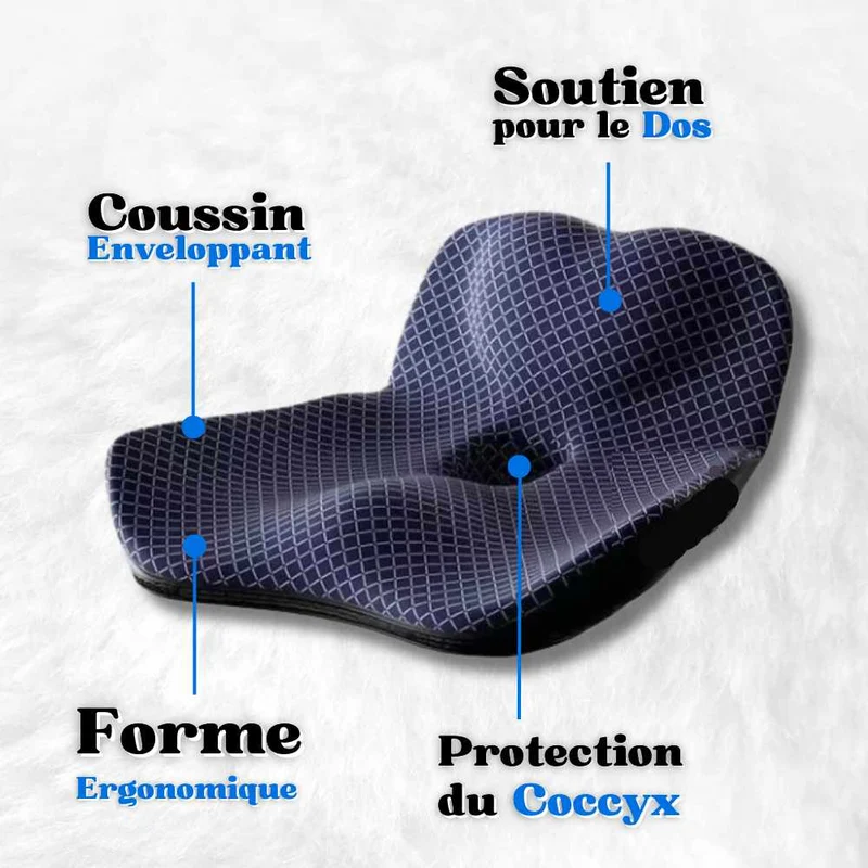 Coussin Coccyx massant pour voiture bleu !