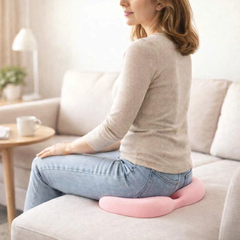 Coussin hémorroïdes mémoire de forme rose