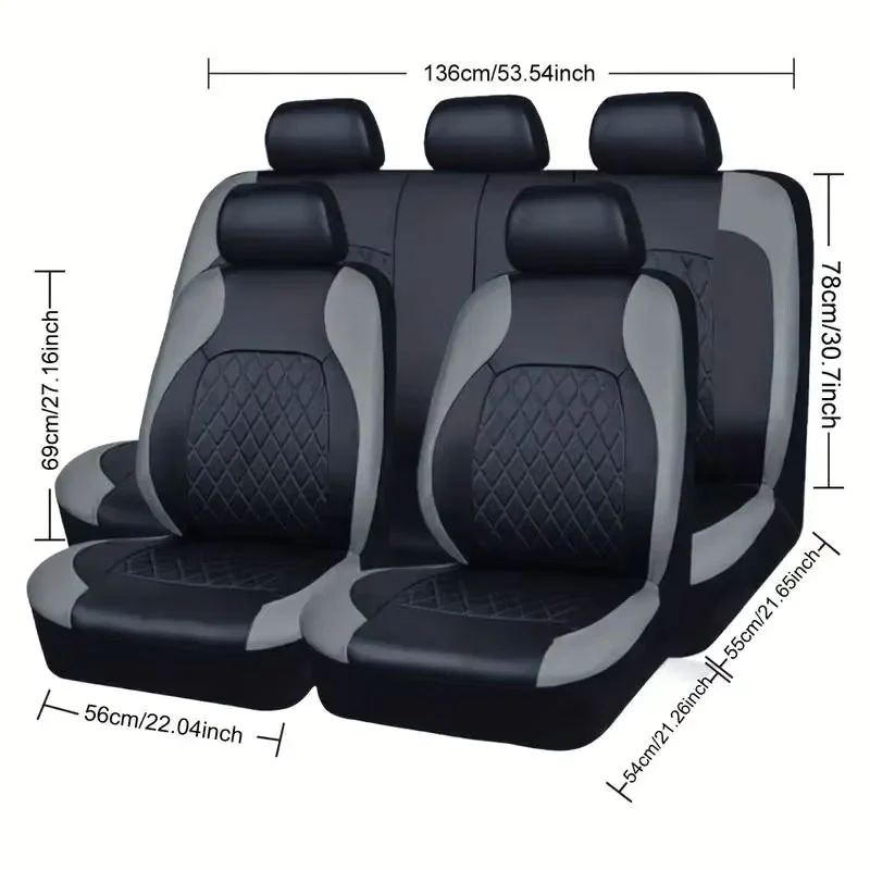 Housse De Protection Pour Sièges de Voiture Noir et Gris