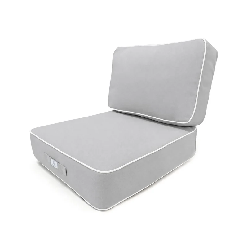Ensemble Coussins Premium 60x60 Gris Clair - Épais 12cm & Finition Passepoil