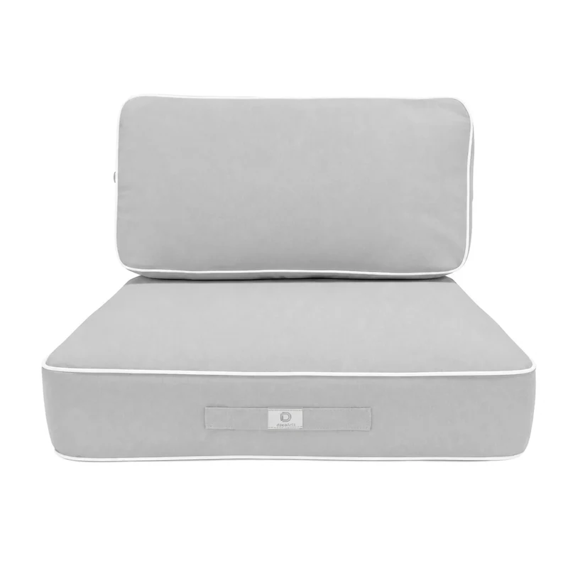 Ensemble Coussins Premium 50x50 Gris Clair - Épais 12cm & Finition Passepoil