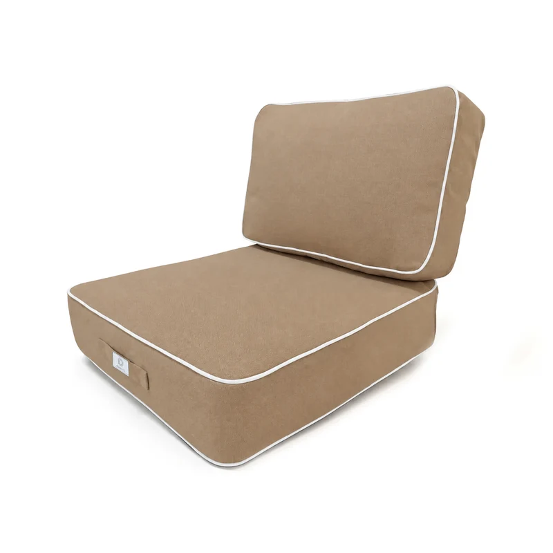 Ensemble Coussins Premium 60x60 Moka - Épais 12cm & Finition Passepoil