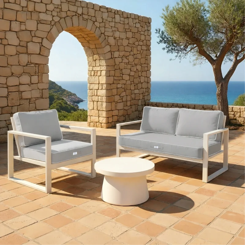 Ensemble Coussins Premium 60x60 Gris Clair - Épais 12cm & Finition Passepoil