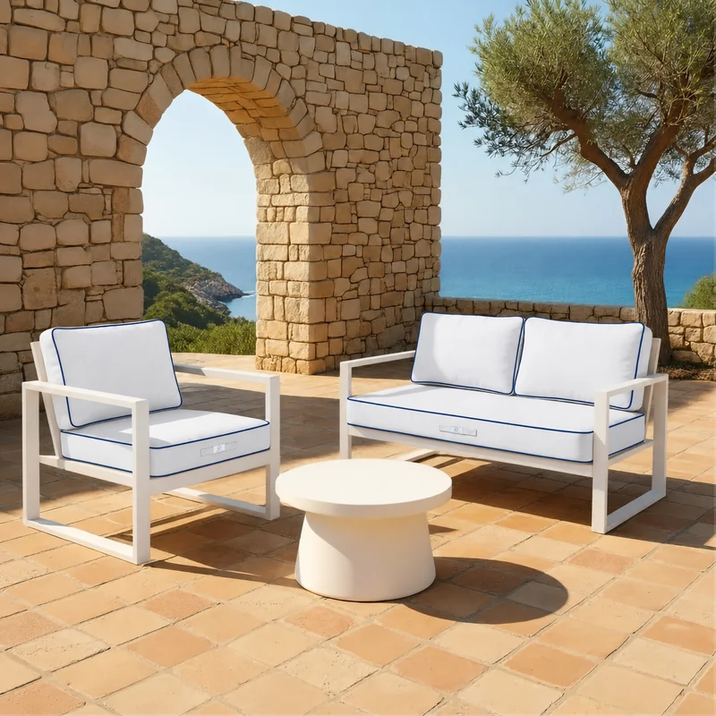 Ensemble Coussins Premium 60x60 Blanc - Épais 12cm & Finition Passepoil