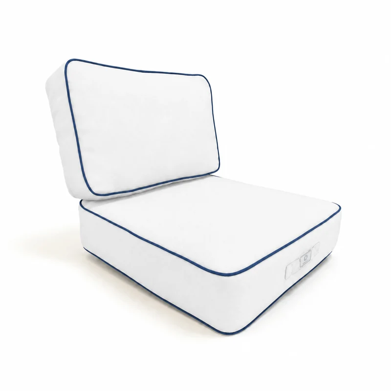 Ensemble Coussins Premium 60x60 Blanc - Épais 12cm & Finition Passepoil
