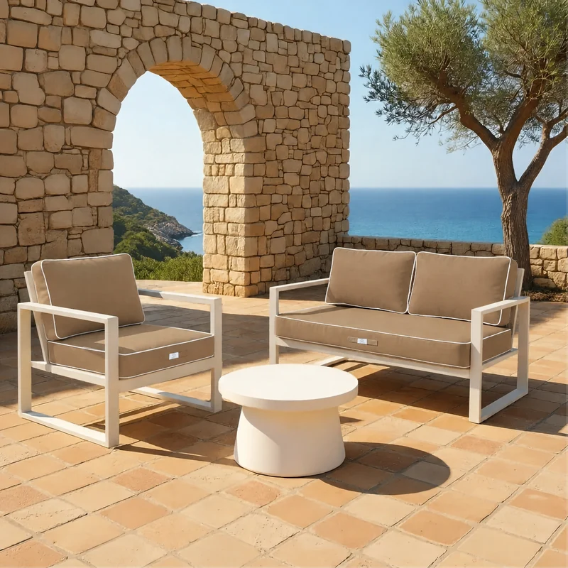 Ensemble Coussins Premium 60x60 Moka - Épais 12cm & Finition Passepoil