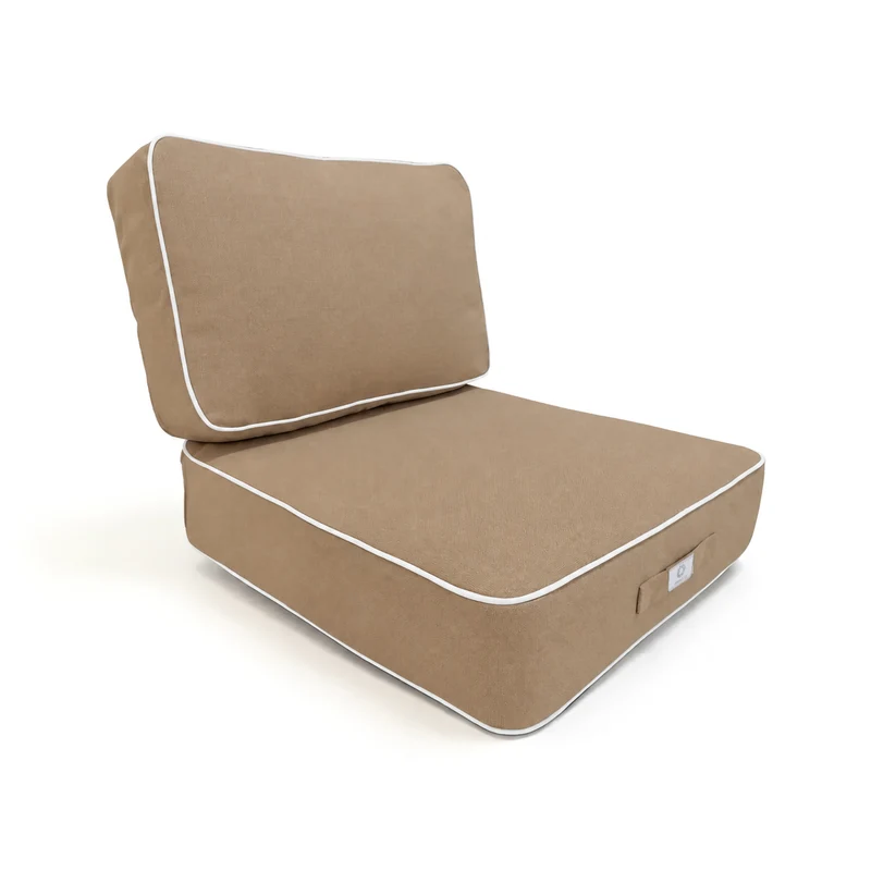 Ensemble Coussins Premium 60x60 Moka - Épais 12cm & Finition Passepoil