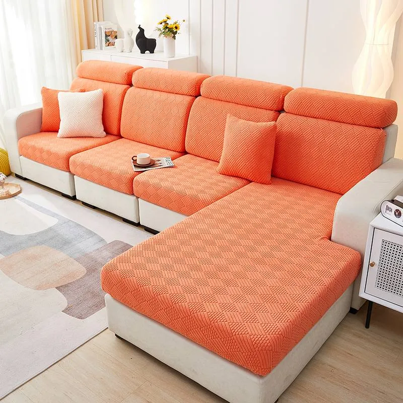 Orange - Housse de coussin d'assise pour canapé - Motif laine
