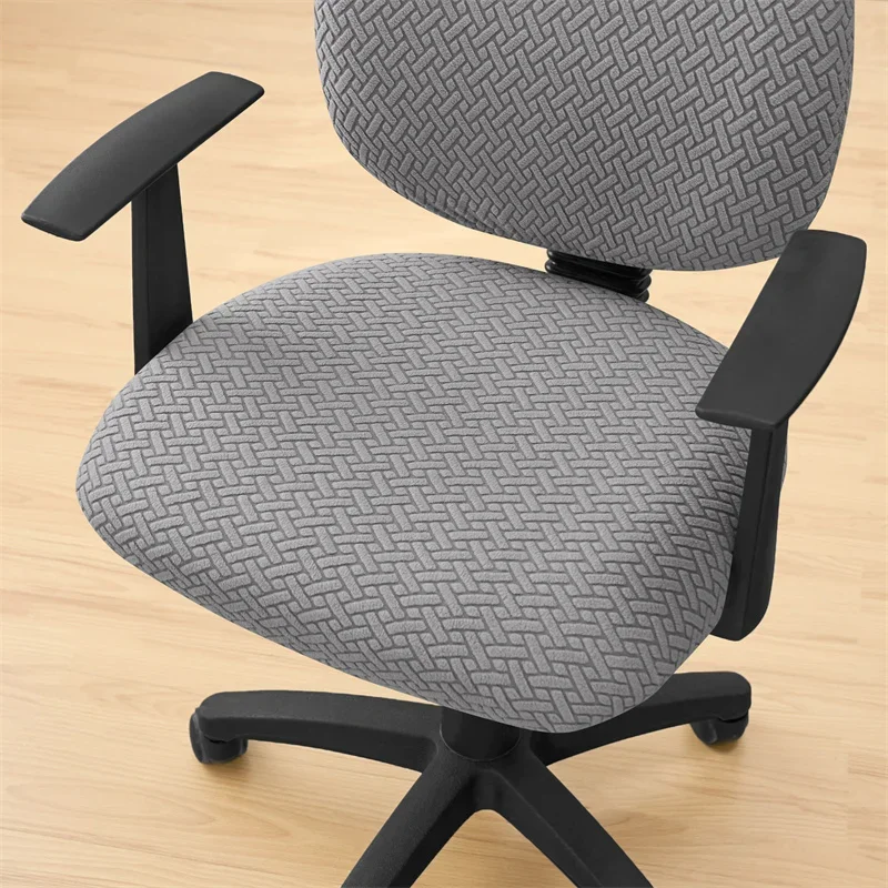 Housse de siège de bureau extensible velours damassé - 2 pièces dossier et assise