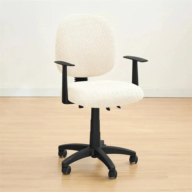 Housse de siège de bureau extensible velours damassé - 2 pièces dossier et assise