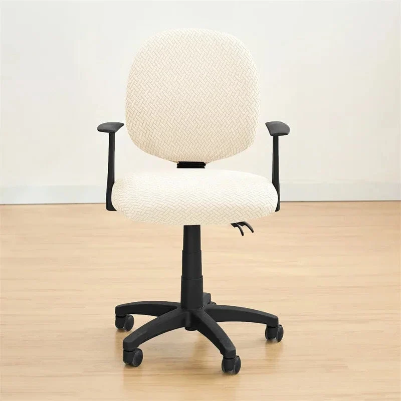 Housse de siège de bureau extensible velours damassé - 2 pièces dossier et assise
