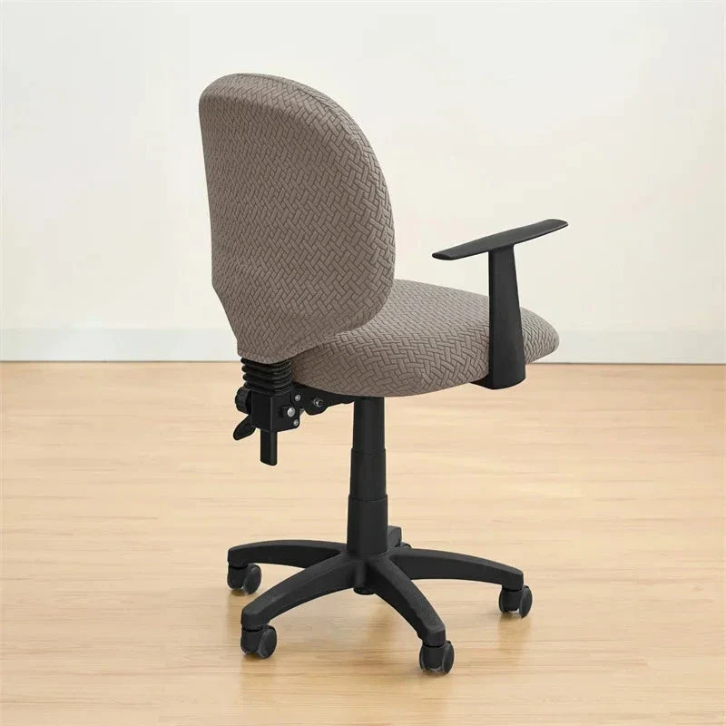 Housse de siège de bureau extensible velours damassé - 2 pièces dossier et assise