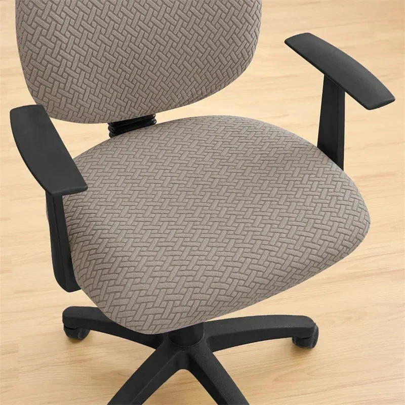 Housse de siège de bureau extensible velours damassé - 2 pièces dossier et assise