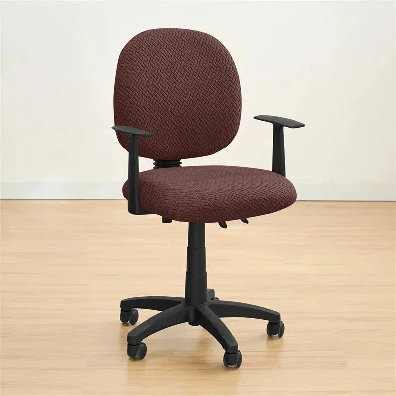 Housse de siège de bureau extensible velours damassé - 2 pièces dossier et assise