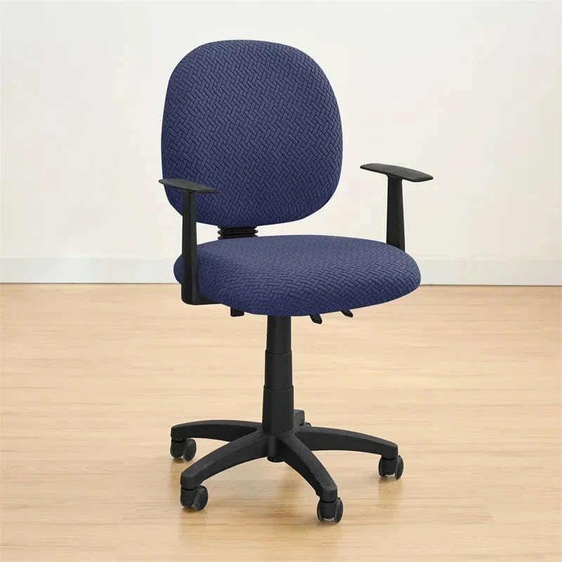 Housse de siège de bureau extensible velours damassé - 2 pièces dossier et assise