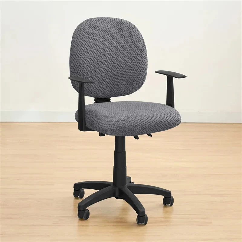 Housse de siège de bureau extensible velours damassé - 2 pièces dossier et assise