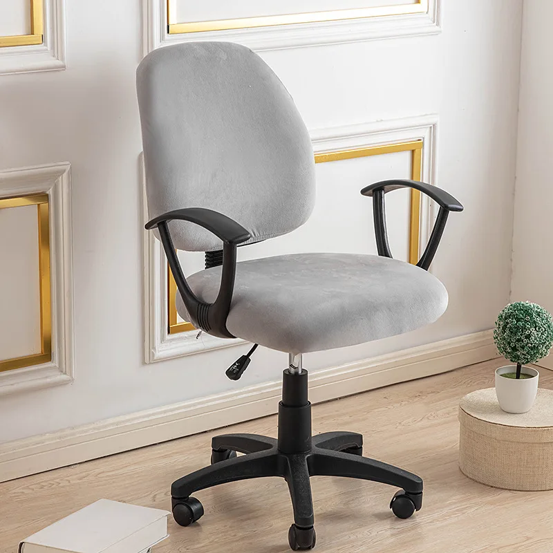 Housse pour petite chaise de bureau extensible en velours - 2 pièces dossier et assise