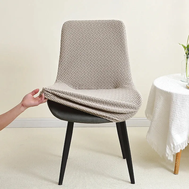 housse de chaise scandinave assise et dossier incurvé arrondi- velours damassé
