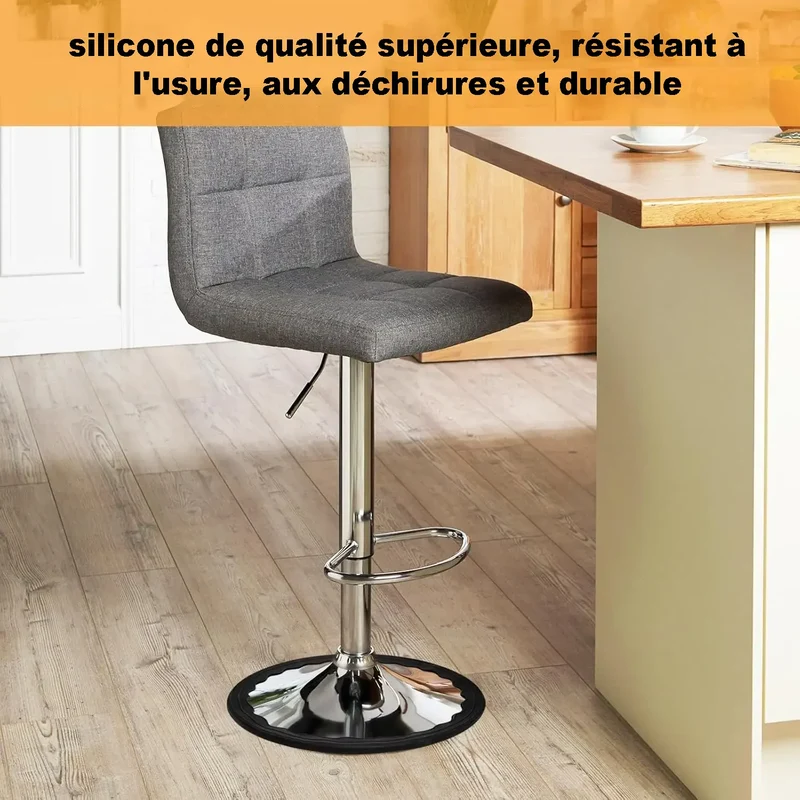 Anneau de protection antiglisse et antibruit en silicone pour base de tabouret de bar