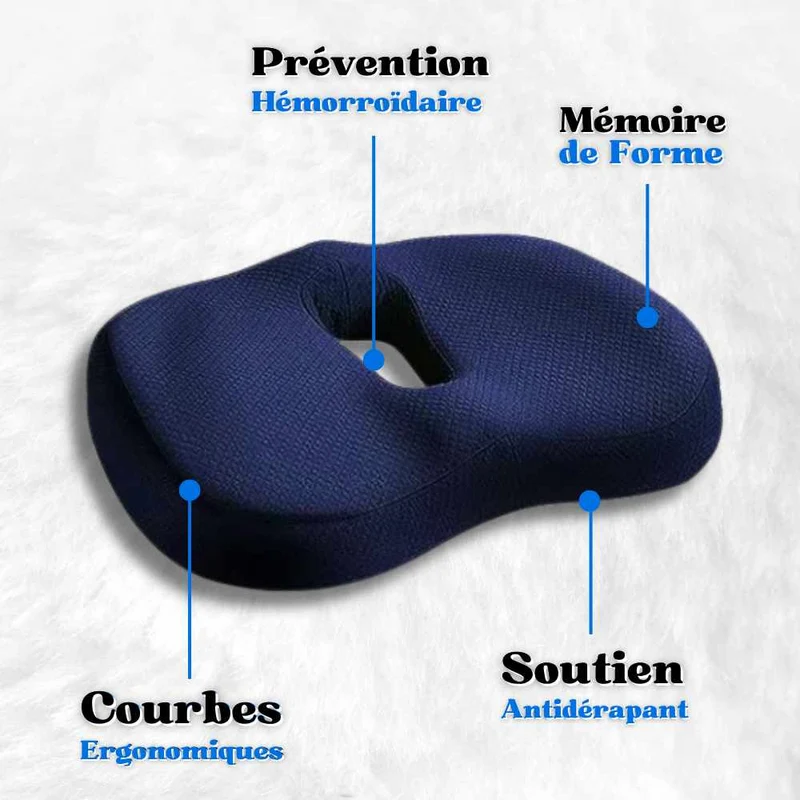 Coussin hémorroïdes mémoire de forme bleu
