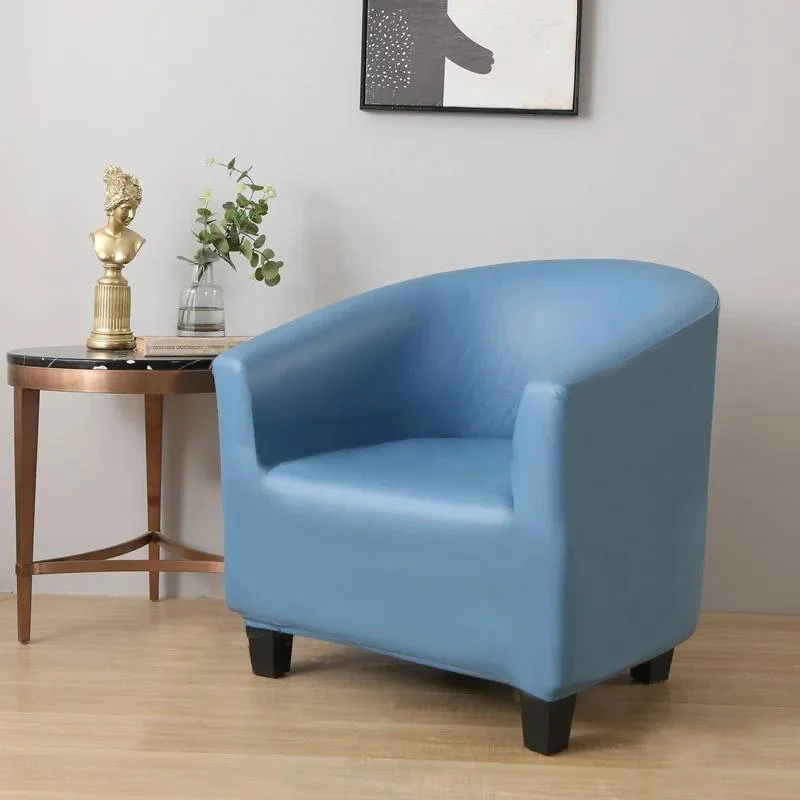 Housse pour fauteuil cabriolet extensible en cuir - bleu ciel