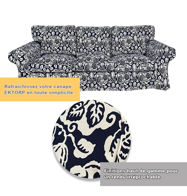 Housse pour canapé IKEA EKTORP 2 places, 3 places, convertible 20 motifs 100%coton