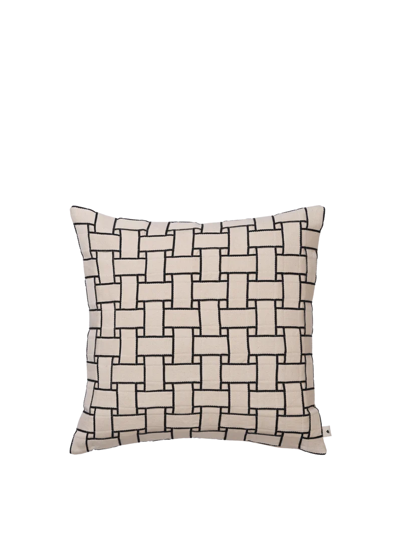 Lattice Cushion Cover - Off-White/Black