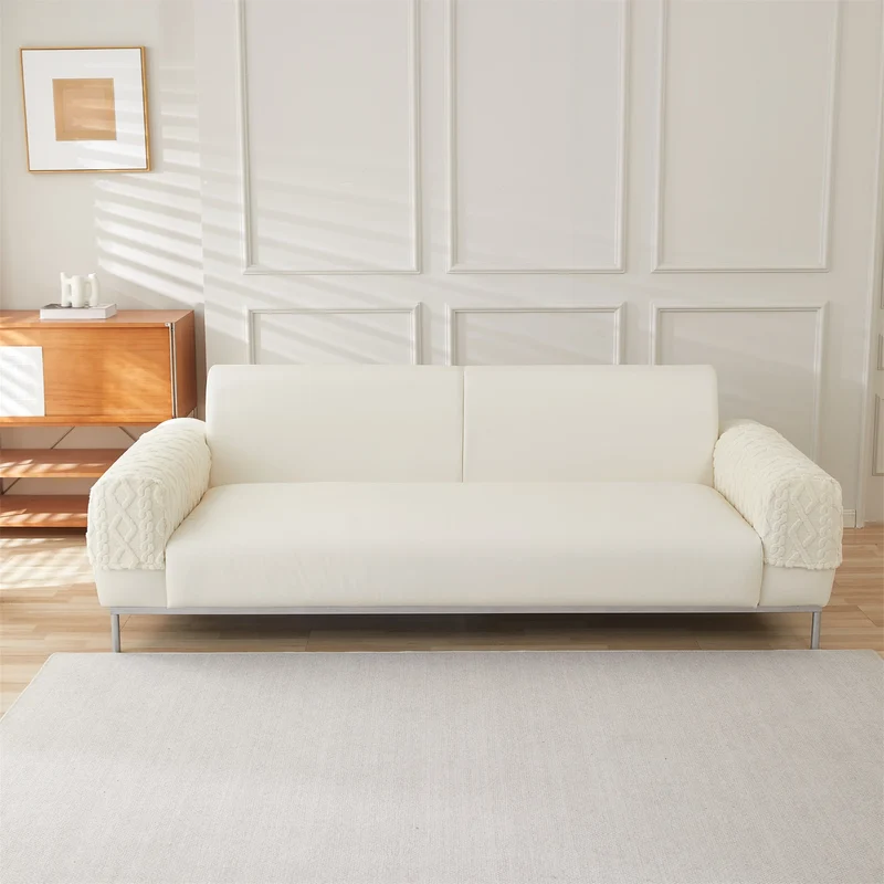 2 housses protection accoudoirs de fauteuil et canapé épaisse - chaleur scandinave