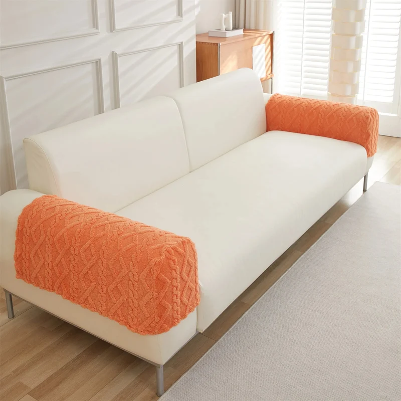 2 housses protection accoudoirs de fauteuil et canapé épaisse - chaleur scandinave