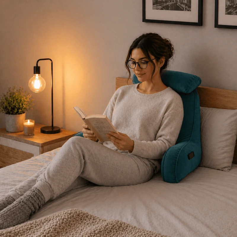Coussin de Lecture Ergonomique Bleu Canard