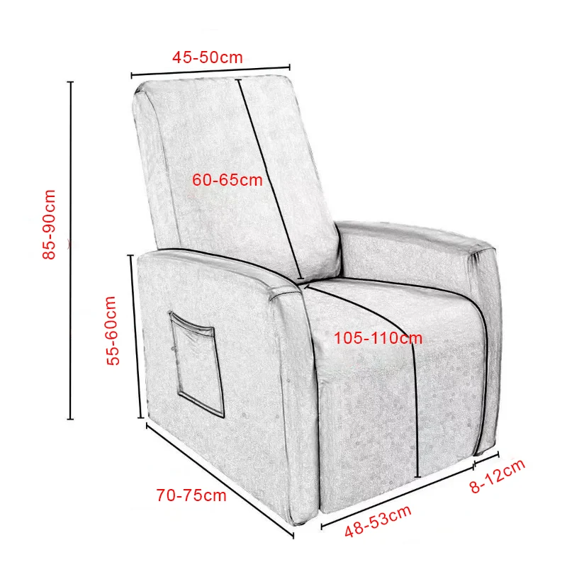 Housse pour fauteuil relax relevable dossier long lycra déperlant couleurs unies
