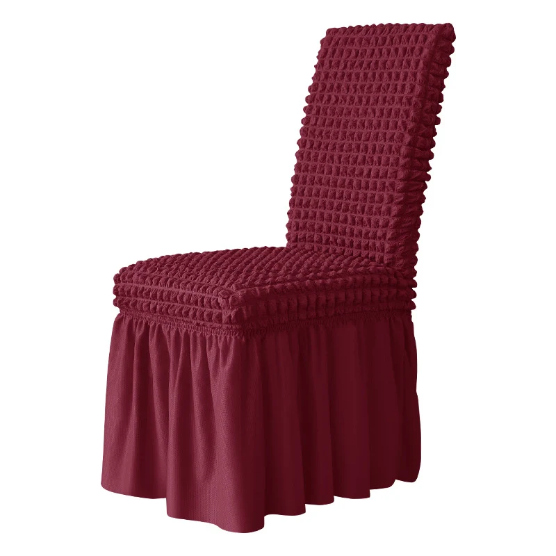 Housse de chaise élastique à jupe longue - Bordeaux