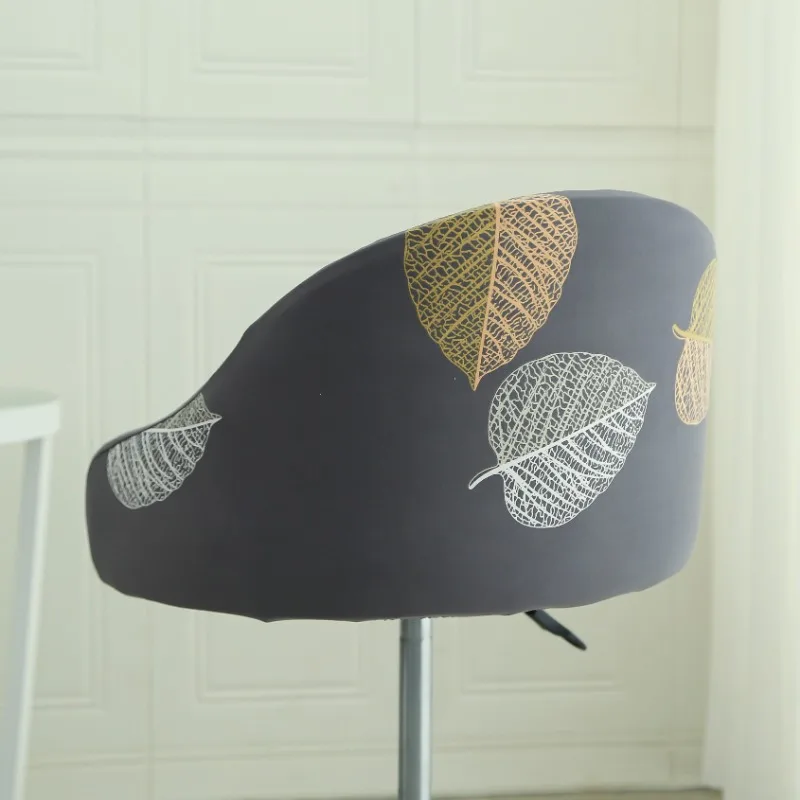 Housse de chaise de bar pivotante petit dossier incurvé et accoudoir lycra - 24 motifs