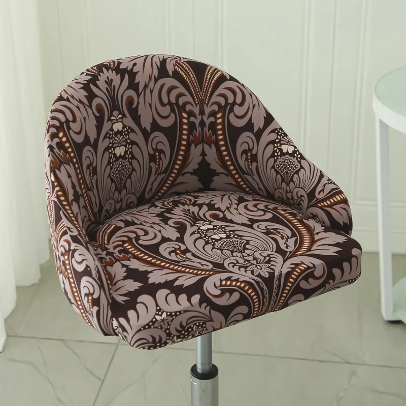 Housse de chaise de bar pivotante petit dossier incurvé et accoudoir lycra - 24 motifs