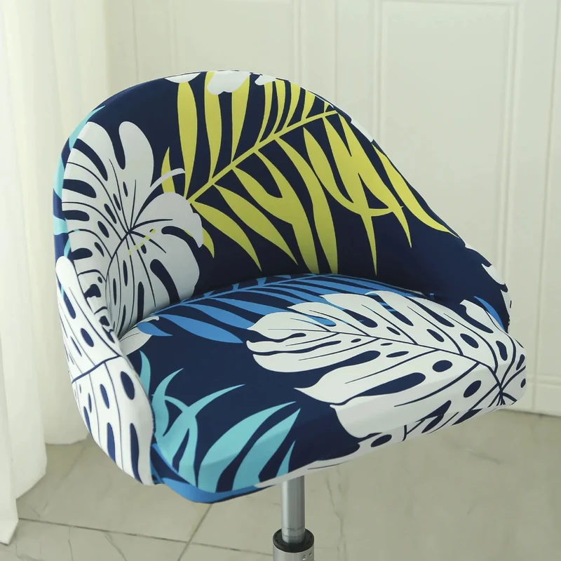 Housse de chaise de bar pivotante petit dossier incurvé et accoudoir lycra - 24 motifs