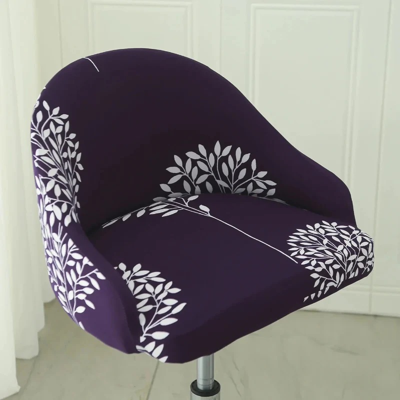 Housse de chaise de bar pivotante petit dossier incurvé et accoudoir lycra - 24 motifs