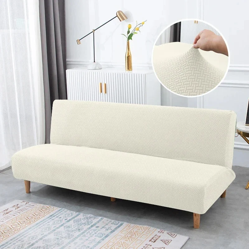 Housse pour canapé-lit, clic-clac, canapé sans accoudoirs velours damassé