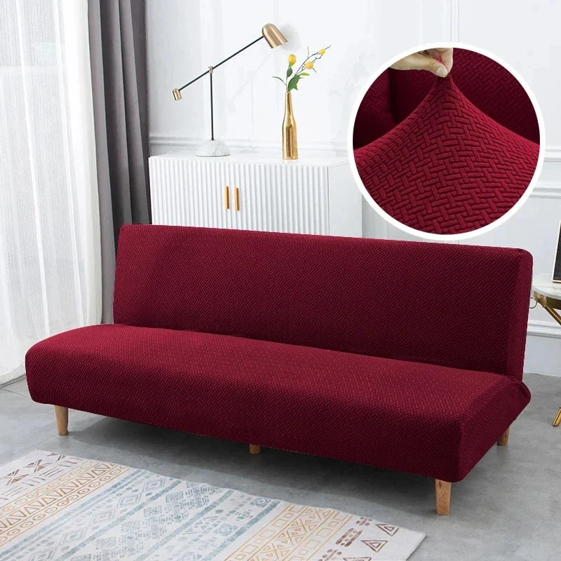 Housse pour canapé-lit, clic-clac, canapé sans accoudoirs velours damassé