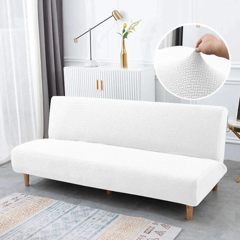 Housse pour canapé-lit, clic-clac, canapé sans accoudoirs velours damassé