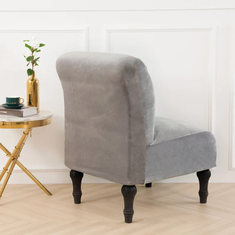 Housse pour chauffeuse, fauteuil bas sans accoudoir pur velours
