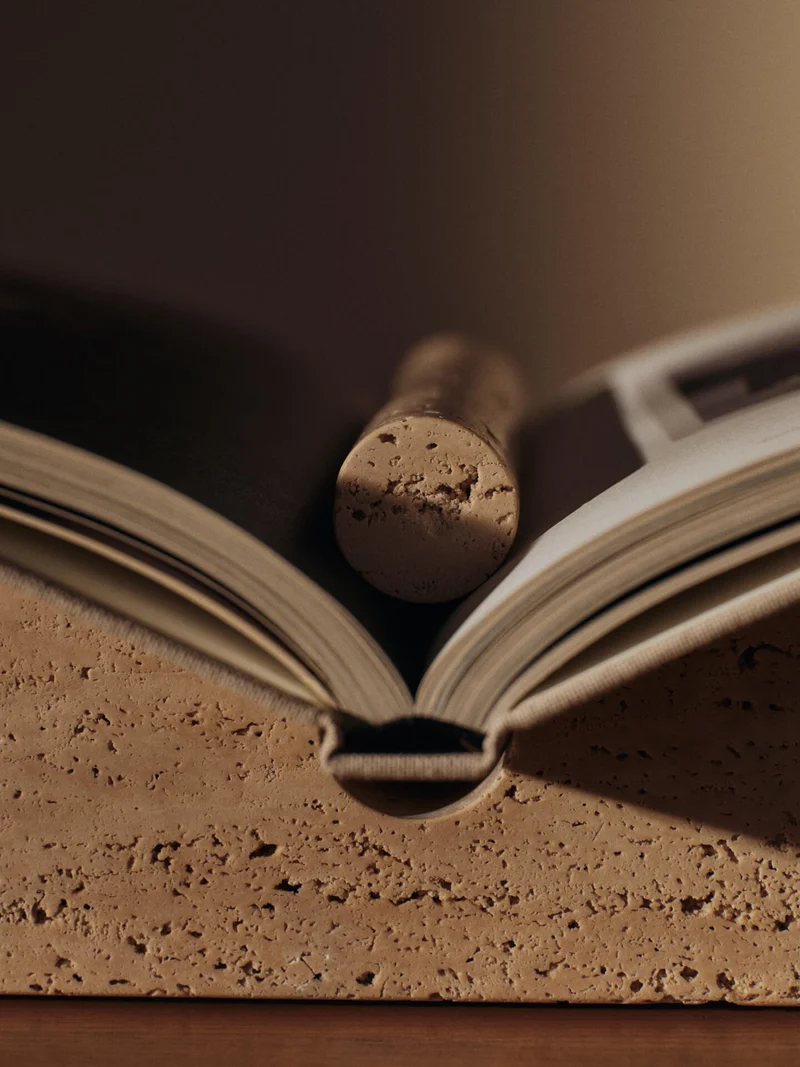 Tvara Book Stand - Travertine