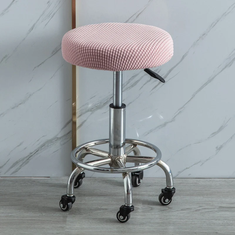 Housse de Tabouret de Bar Elastique Ronde - Rose
