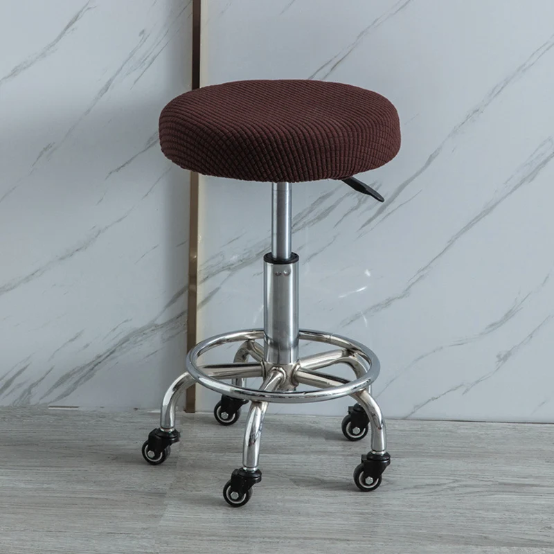 Housse de Tabouret de Bar Elastique Ronde - Marron